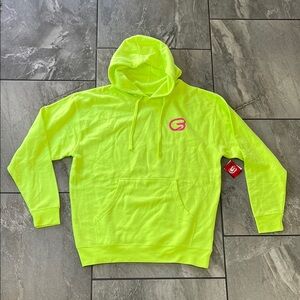 💕 NWT Cyclebar Hoodie Size Large Unisex Neon Yellow Smiley Face Pink